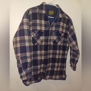 Big Rock Canyon flannel plaid lined shirt jacket men's M (100724B)